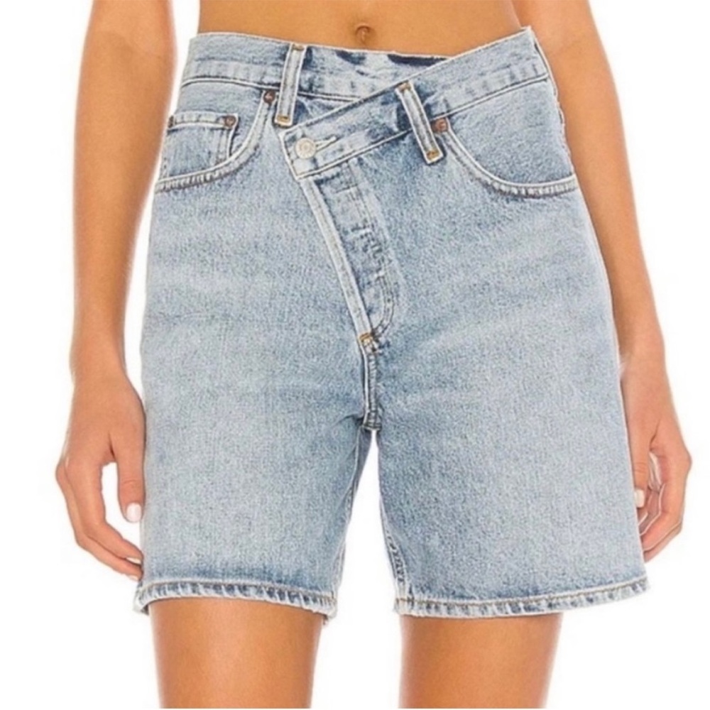 Agolde Criss Cross Denim Shorts